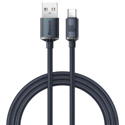 CABLE USB TO USB-C 100W 1.2M BASEUS CRYSTAL SHINE SERIES CAJY000401 BLACK CABLE USB TO USB-C 100W 1.2M BASEUS CRYSTAL SHINE SERIES CAJY000401 BLACK